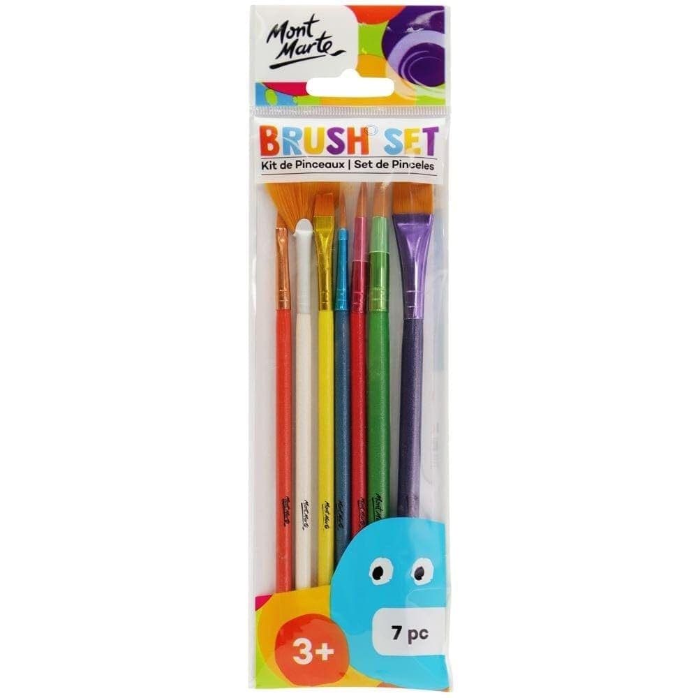Mont Marte Multi-Colored Taklon Paint Brush Set, 7 Pieces