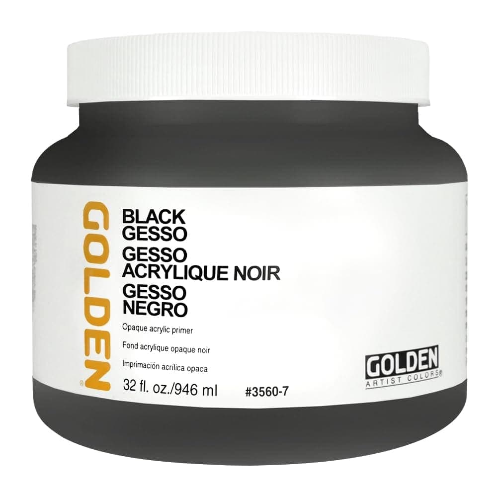 Golden Black Acrylic Gesso, 32 oz Jar