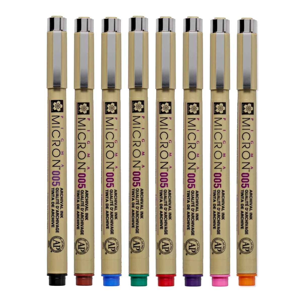 Sakura Pigma Micron 005 Fineliner Pens, 8 Colors