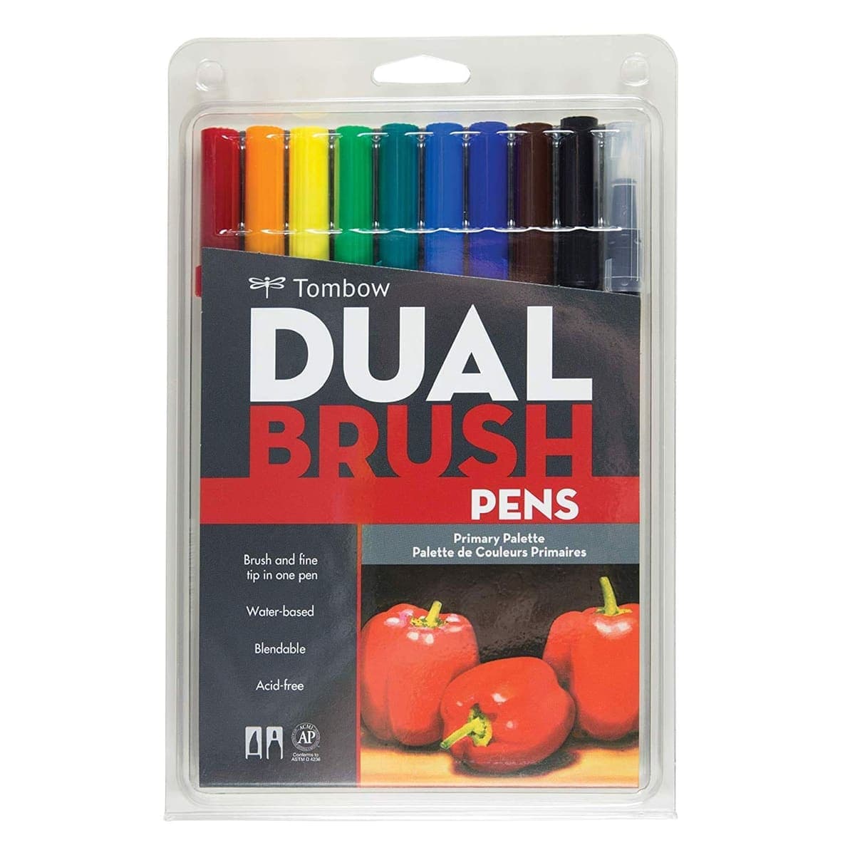 Tombow ABT Dual Brush Pen Set, 10 Primary Colors