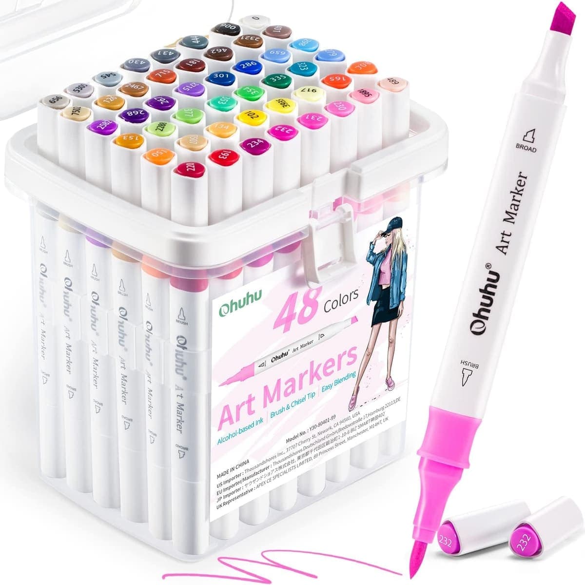 Ohuhu Alcohol Markers, Brush and Chisel Tips