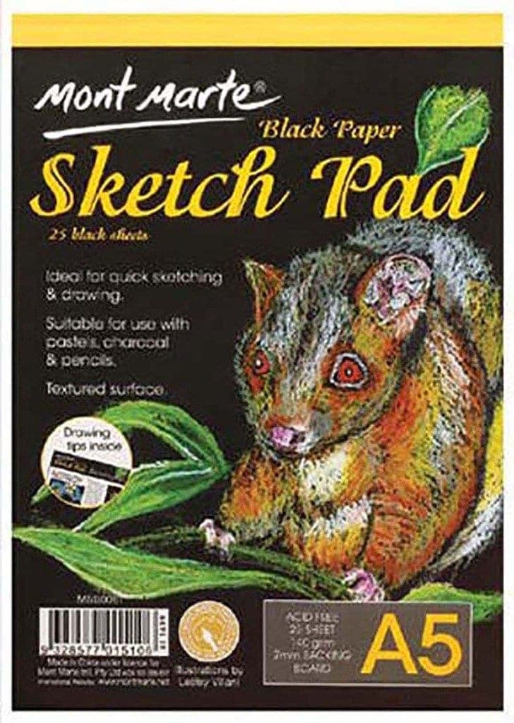 Mont Marte Black Paper Sketch Pad, A5