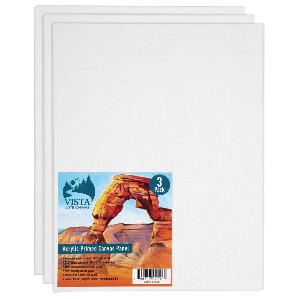 Creative Mark Vista Jute Acrylic-Primed Canvas Panels, 9 x 12 in