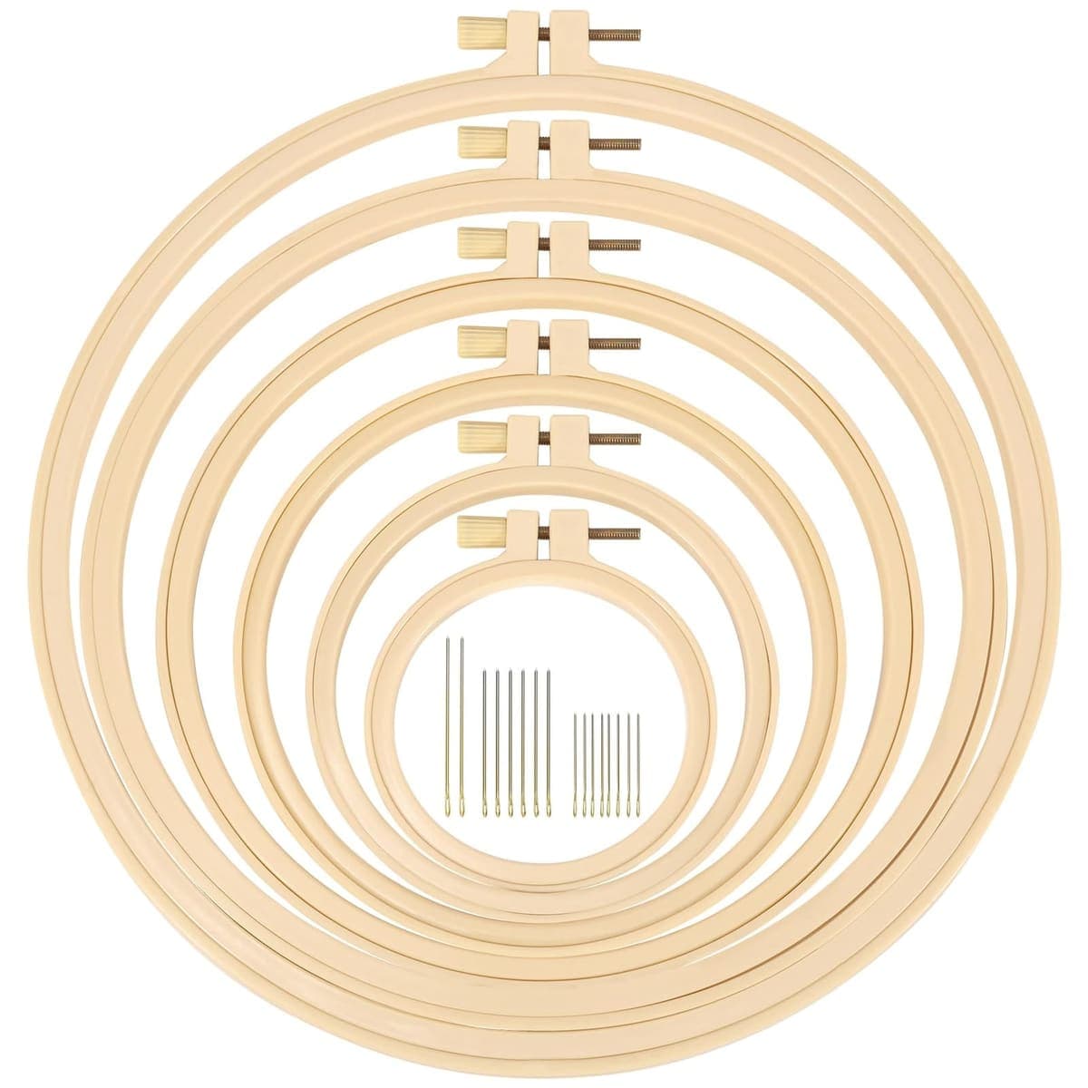 Caydo 6-Piece Plastic Embroidery Hoop Set with 16 Needles