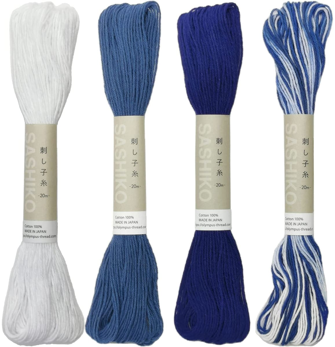 Olympus Sashiko Thread Blue Bundle, 4 Skeins