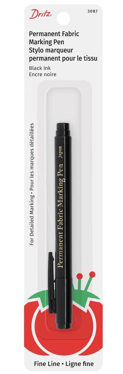 Dritz The Fine Line Permanent Fabric Marker, Black