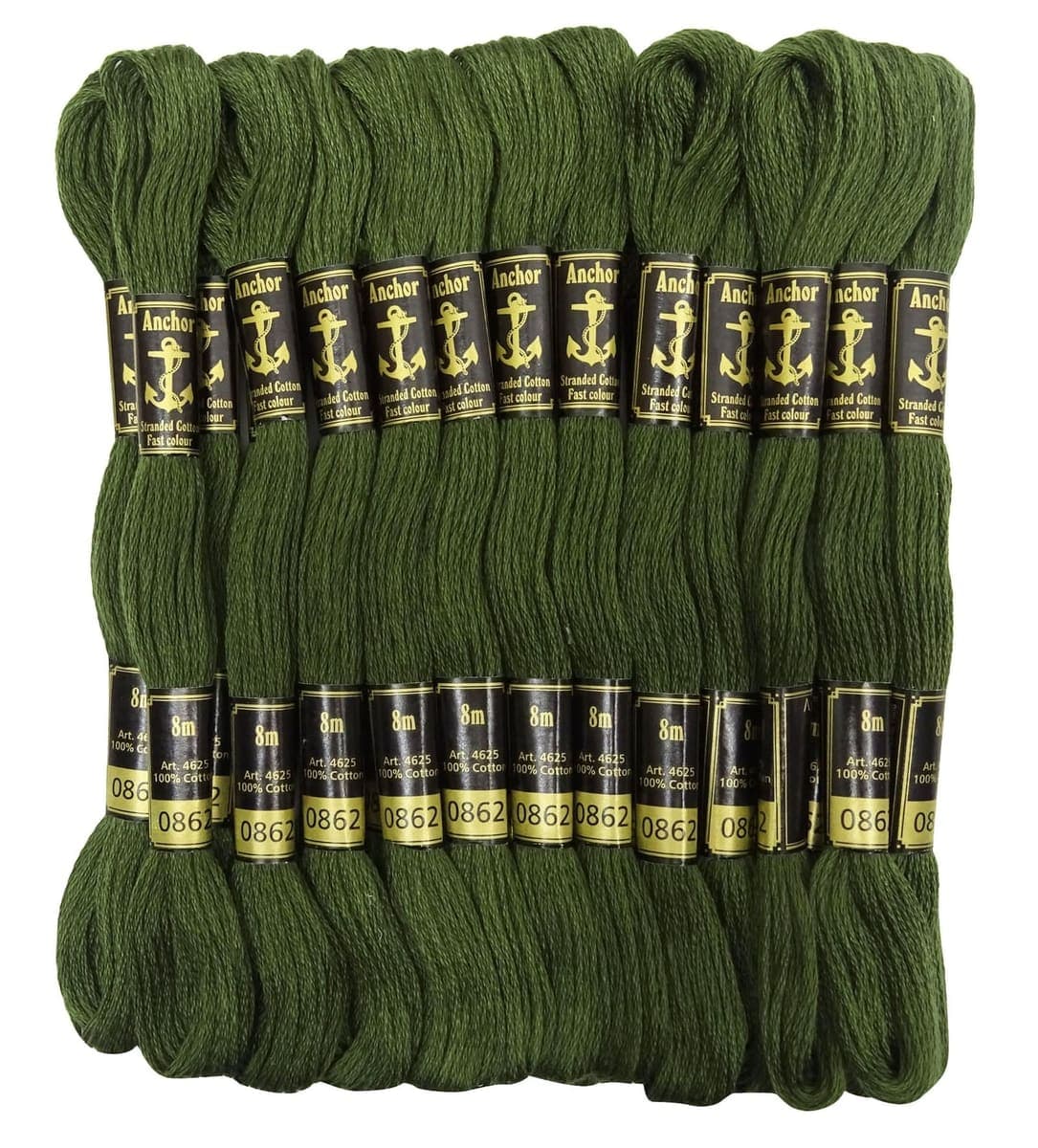 Anchor Stranded Cotton Embroidery Floss, Olive Green, 25 Skeins