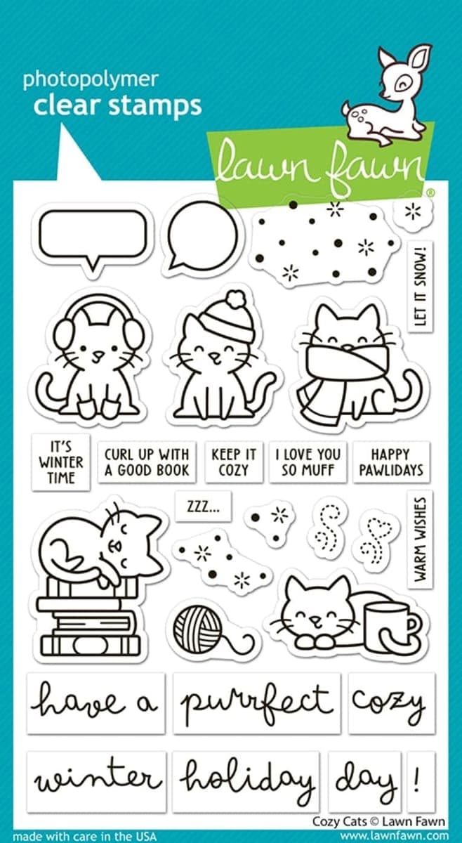 Lawn Fawn Cozy Cats Clear Stamp Set, 4 x 6