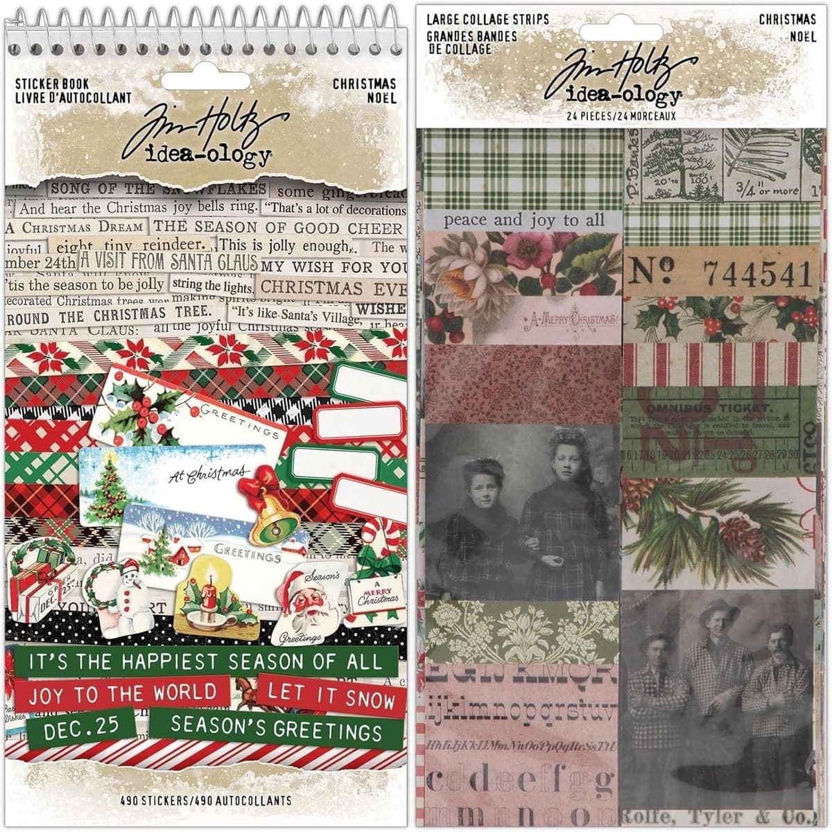 Tim Holtz Idea-Ology Christmas 2025 Sticker Book and Collage Strips Bundle