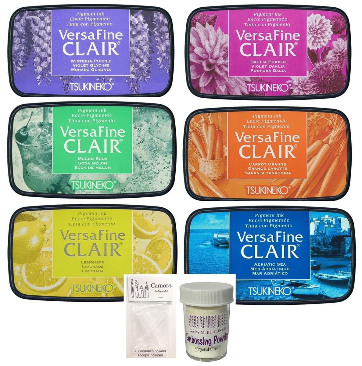 Tsukineko VersaFine Clair 2026 Ink Pad Set with Clear Embossing Powder
