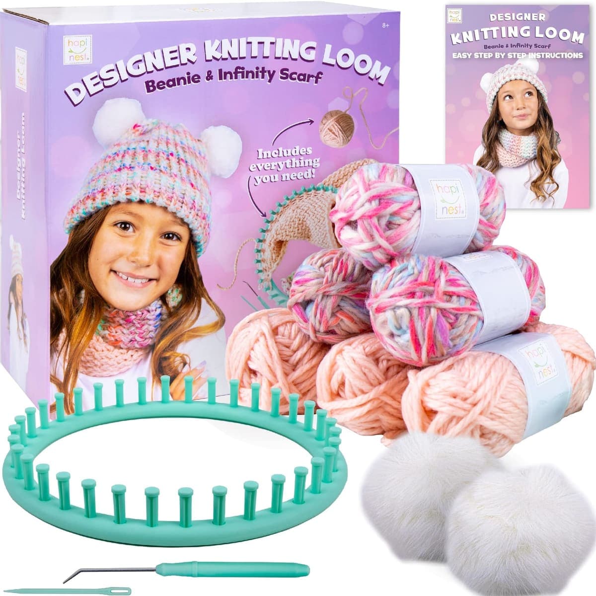 Hapinest Learn to Knit Hat and Scarf Knitting Loom Kit