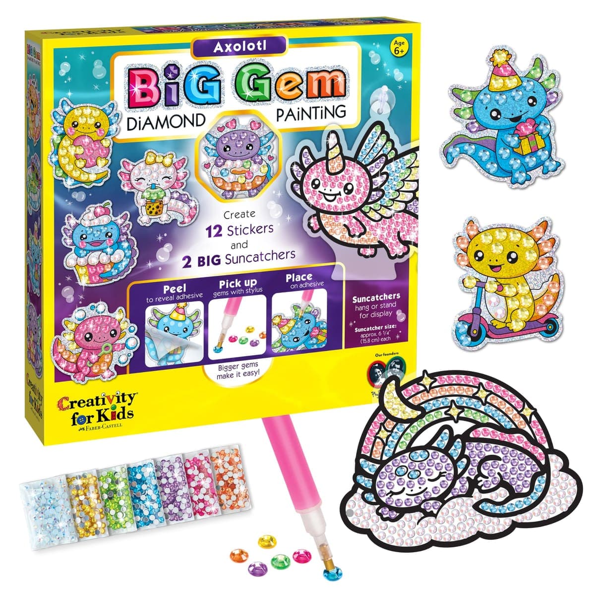 Creativity for Kids Big Gem Diamond Painting Kit, Axolotl